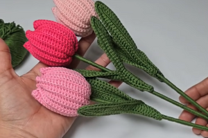 Crochet Tulip Flowers and Bouquet making Kit with Video Instructions and DIY material