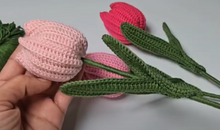 Load image into Gallery viewer, Crochet Tulip Flowers and Bouquet making Kit with Video Instructions and DIY material
