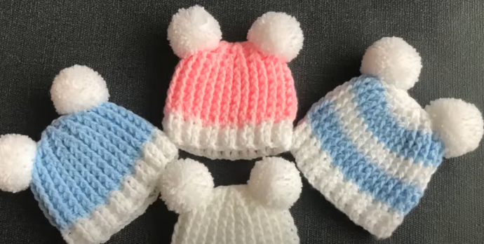 Crochet baby Hat, New Born Baby Crochet hat making Kit with Video Instructions and DIY material