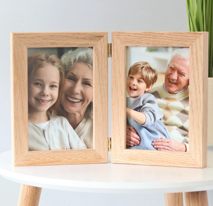 Handmade Wooden Photo Frame Double Photo Folding Photo Frame , Home Decor Frame with hinges