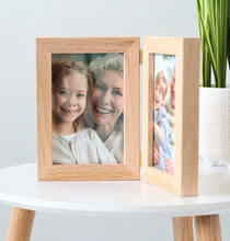 Load image into Gallery viewer, Handmade Wooden Photo Frame Double Photo Folding Photo Frame , Home Decor Frame with hinges
