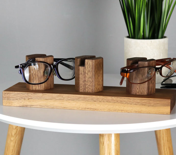 Wooden Spectacle Stand, Wooden Triple Glasses Stand / Gifts for Dad / Sunglasses Stand / Multiple Reading Eyeglasses Stand / Eye wear Stand