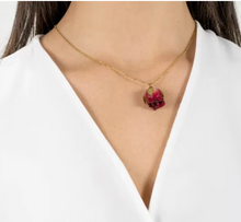 Load image into Gallery viewer, Real Rose Bud Necklace, Resin Dried Flower Rose Necklace, Rose Flower Necklace, Real Rose Pendant, Romantic Valentines Day Gift for Her
