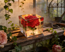 Load image into Gallery viewer, Rose in Crystal Cube, Flower in Resin Cube, Valentine Gift , Gift for Couple, Wedding Gift, Anniversary Gift, preserved Fower
