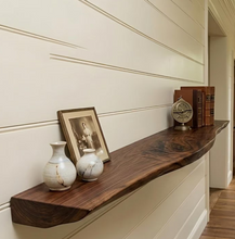 Load image into Gallery viewer, Luxury Rustic Wooden Shelf with Metal Brackets: Solid Wood, Inverted Brackets, Long Size 4 Feet
