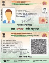Load image into Gallery viewer, Aadhar Card Plastic Card, Aadhar Card in PVC, Aadhar Card Plastic, Aadhar Card PVC, pocket Aadhar Card, aadhaar on pvc card
