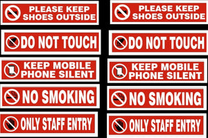 Keep Shoes Outside No Smoking Only Staff Entry Sticker Signage Sign Warning for Shop office Business - Combo Value Pack