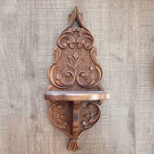 Load image into Gallery viewer, Wooden Entryway Shelf, Decorative Small shelf, Carved Wooden Small Shelf for mobile, remote and small decor items, Solid Wood
