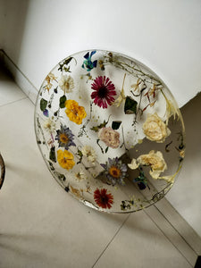 Epoxy Resin Table with Real Flowers Preserved, Epoxy Center Table