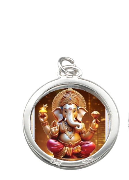 Ganesh Ji Locket , Locket with Ganpati Photo, Vinayak Pendant Locket with Chain