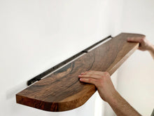 Load image into Gallery viewer, Wooden Floating Shelves with Rounded Corners, Natural Wood ,Living Room Decor, Bracketless Shelving, Wooden Bookshelf
