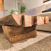 Load image into Gallery viewer, Coffee table made of historic, solid wooden beams - Rectangular lounge table unique, handmade, solid wood
