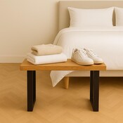 Load image into Gallery viewer, Wooden Side Stool or small table, wood &amp; metal – handcrafted, solid, modern, natural – stool for bathroom, hallway, living room or bedroom
