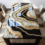 Load image into Gallery viewer, Modern Handmade Geode Epoxy Dining Table Top , High-Gloss Flat Agate Art Furniture Marble Luxury table
