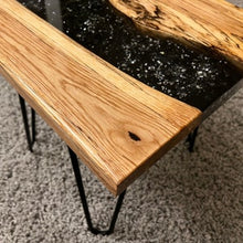 Load image into Gallery viewer, Abstract Black Design Resin and Wood Table , Center Table for home and office
