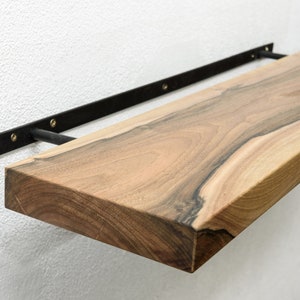 Walnut Floating Shelves, Custom Wood Shelves, Rustic Shelves, Bathroom Shelves with Bracket, Long Book Shelves,Kitchen Shelves
