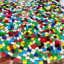 Load image into Gallery viewer, Unique Table With Pills Preserved in Resin , home decor, coffee table, side table happy pills Resin top table top
