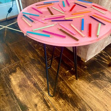 Load image into Gallery viewer, Resin Table with Pencils preserved for Memories, Gift For Kids , Premium Resin Table Home Decor
