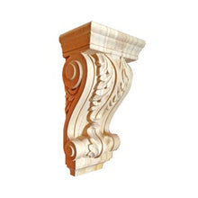 Load image into Gallery viewer, Wooden Home Decor , Pure Solid Wood Hand Carved, Wooden Carved ,Line &amp; Acanthus Leaf Carved Wood Corbel - 8 Inches - Pack of 2
