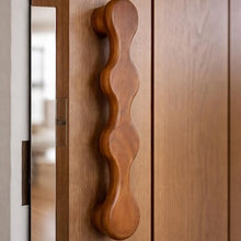 Load image into Gallery viewer, Luxury Wooden Door Handle , Handcrafted Sculpted Wooden Door Handle – Solid Teak Wood - 1 Piece
