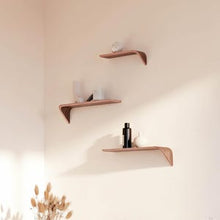 Load image into Gallery viewer, Luxury Designer wall shelves – set of 3 floating wood shelves solid wood – modern style for elegant home decor

