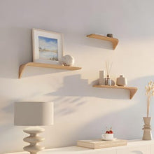 Load image into Gallery viewer, Luxury Designer wall shelves – set of 3 floating wood shelves solid wood – modern style for elegant home decor
