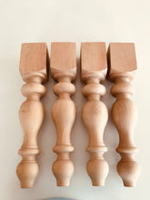 Load image into Gallery viewer, Natural wood furniture, sofa, armchair, coffee table, turning feet for decoration - Pack of 4

