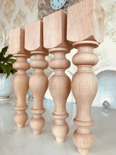 Load image into Gallery viewer, Natural wood furniture, sofa, armchair, coffee table, turning feet for decoration - Pack of 4
