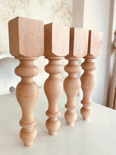 Load image into Gallery viewer, Natural wood furniture, sofa, armchair, coffee table, turning feet for decoration - Pack of 4
