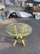 Load image into Gallery viewer, Golden Foil Epoxy Resin Table, Epoxy River Table, Epoxy ,Epoxy Resin Table, Live Edge Table, Gold Leaf Table
