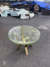 Load image into Gallery viewer, Golden Foil Epoxy Resin Table, Epoxy River Table, Epoxy ,Epoxy Resin Table, Live Edge Table, Gold Leaf Table
