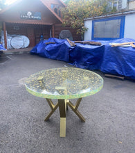 Load image into Gallery viewer, Golden Foil Epoxy Resin Table, Epoxy River Table, Epoxy ,Epoxy Resin Table, Live Edge Table, Gold Leaf Table
