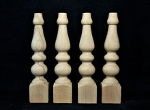 Load image into Gallery viewer, Set of 4 Farmhouse Chair Bench Raw Legs , Wooden handcrafted Table Legs, Natural Wood
