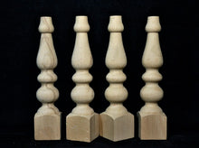 Load image into Gallery viewer, Set of 4 Farmhouse Chair Bench Raw Legs , Wooden handcrafted Table Legs, Natural Wood
