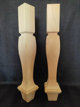 Load image into Gallery viewer, Set of 4 Handmade Wooden Table Legs Farmhouse Wood Table Legs Dinner Table Legs Mid Century Legs Perfect Fit, Natural Wood
