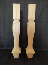 Load image into Gallery viewer, Set of 4 Handmade Wooden Table Legs Farmhouse Wood Table Legs Dinner Table Legs Mid Century Legs Perfect Fit, Natural Wood

