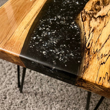 Load image into Gallery viewer, Abstract Black Design Resin and Wood Table , Center Table for home and office
