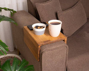Premium Wooden Handmade Modern Wood Armrest Table, Simple and Functional Couch Tray, Sofa Arm Tray Table, Custom Wood Sofa Arm Table