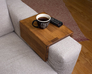 Premium Wooden Handmade Modern Wood Armrest Table, Simple and Functional Couch Tray, Sofa Arm Tray Table, Custom Wood Sofa Arm Table