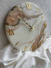 Load image into Gallery viewer, Resin wall clock Resin art clock Oversized wall Modern wall art white beige with natural stones classic clock wedding gift apartment decor 10 inch
