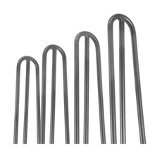 Load image into Gallery viewer, Solid raw bare metal heavy duty hairpin table legs 3-prong set of 4 with free screws - Pack of 4
