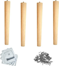 Load image into Gallery viewer, Hand Turned Solid Tapered Wood Bench Dining Desk Table Legs Simple Decorative Handmade - Pack of 4 - 18 Inch
