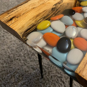 Epoxy Live End Table / Wood Stand / Slice Wood Unique Mosaic / Side Table / Coffee Table / Pedestal / Nightstand
