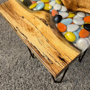 Epoxy Live End Table / Wood Stand / Slice Wood Unique Mosaic / Side Table / Coffee Table / Pedestal / Nightstand