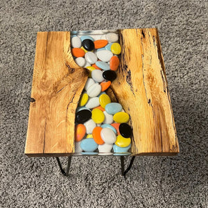 Epoxy Live End Table / Wood Stand / Slice Wood Unique Mosaic / Side Table / Coffee Table / Pedestal / Nightstand
