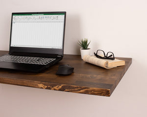 Premium Handcrafted Wooden Solid Wood Floating Desk, Wall Mounted Desk, Wall Hanging Desk, Laptop Desk, Study Table, Work From Home, Fold Down Desk