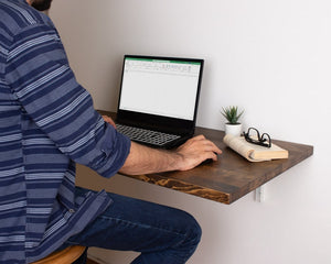 Premium Handcrafted Wooden Solid Wood Floating Desk, Wall Mounted Desk, Wall Hanging Desk, Laptop Desk, Study Table, Work From Home, Fold Down Desk