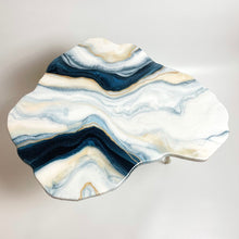 Load image into Gallery viewer, White &amp; Navy blue coffee table, Epoxy resin coffee table, Custom coffee table, Geode coffee table, Unique side table, Marble coffee table
