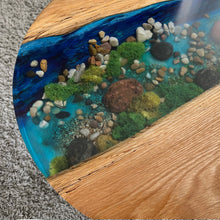 Load image into Gallery viewer, Stones , Wood and Resin Work Table, Epoxy Round Table / Coffee Table / Pedestal
