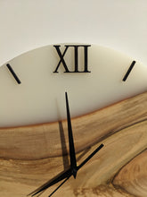 Load image into Gallery viewer, Solid Wood Resin Clock: Silent White Epoxy Wall Decor
